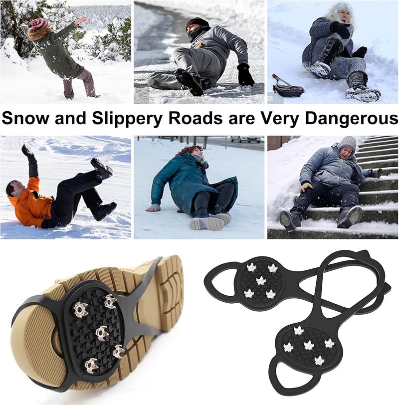 Fulushouxi 5 Spikes Crampons, 4 Pcs Ice Cleats for Shoes and Boots, Anti-Slip Ice Spikes for Shoes Women Men, Non Slip Grippers Crampons Grips for Hiking Fishing Walking Climbing Mountaineering - Image 5